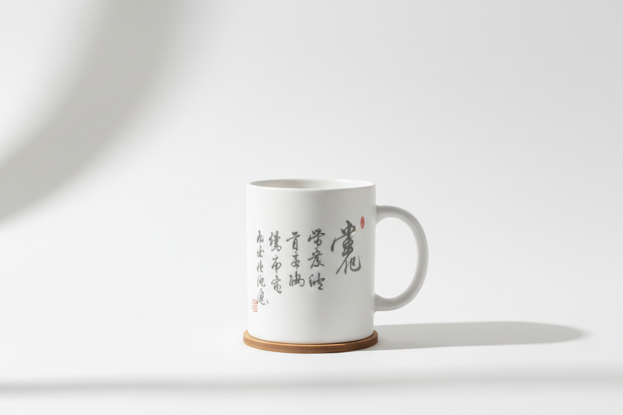 简约中式书法杯