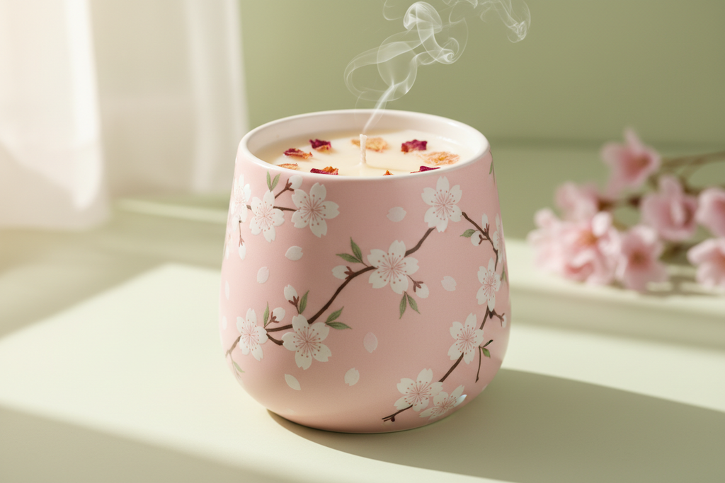 Pink Cherry Blossom Candle
