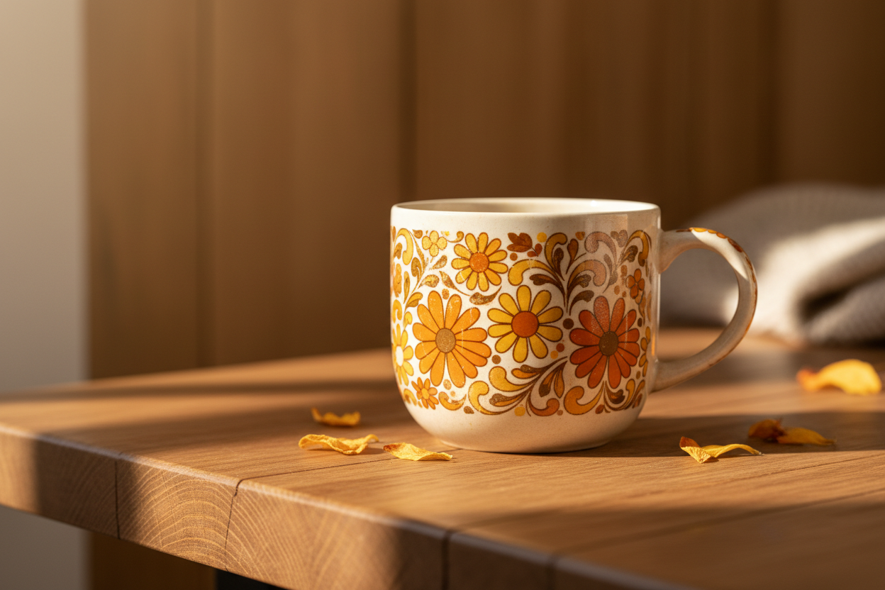 复古花卉图案杯