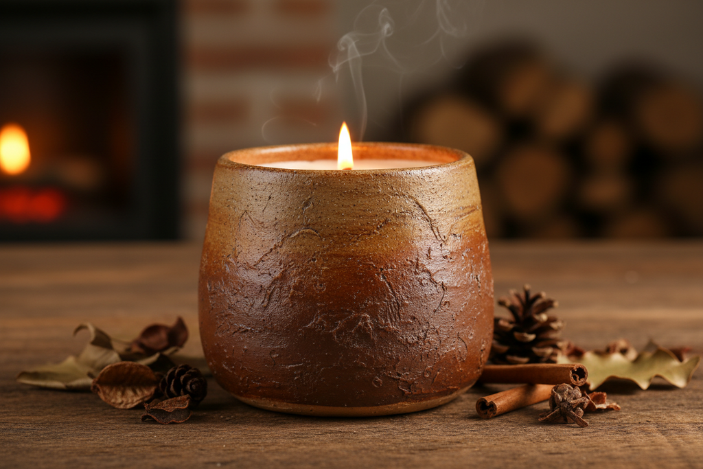Rustic Handcrafted Pottery Candle
