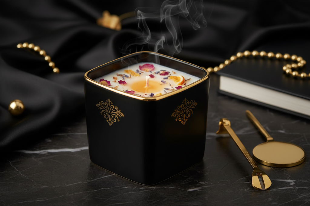 Luxury Black with Gold Rim Candle