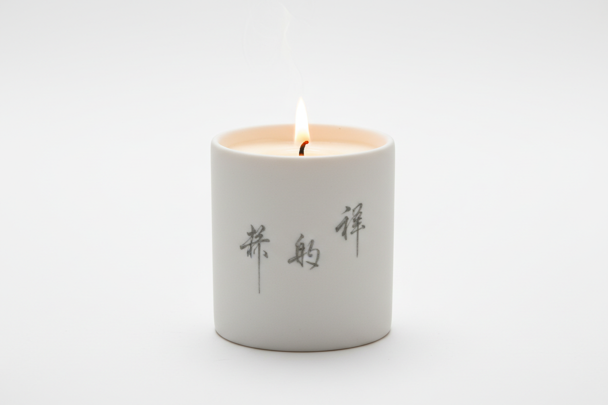 Minimalist Chinese Calligraphy Candle
