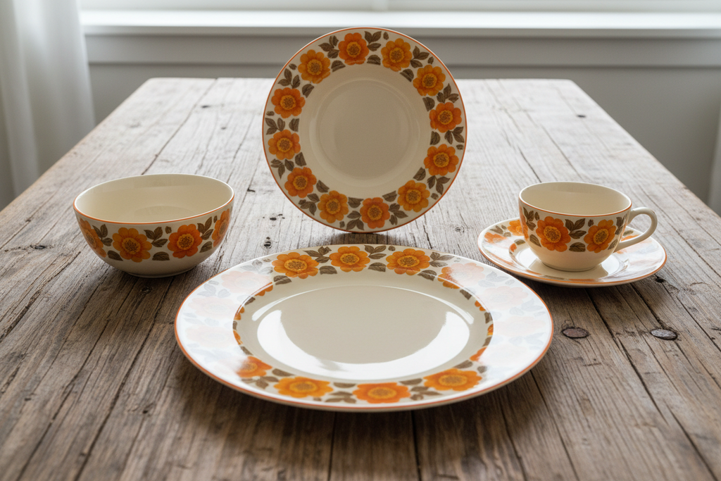 Vintage Retro Floral Dinnerware