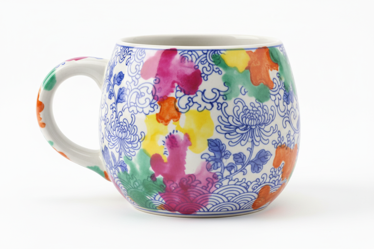 传统青花瓷图案杯