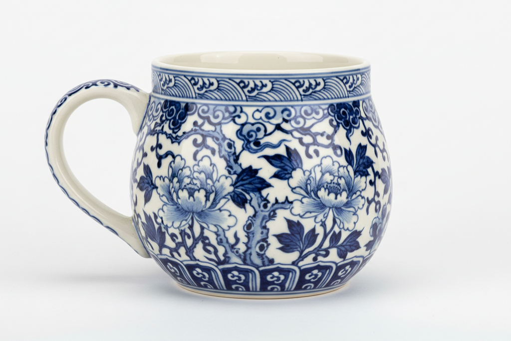 Traditional Blue and White Porcelain Mug