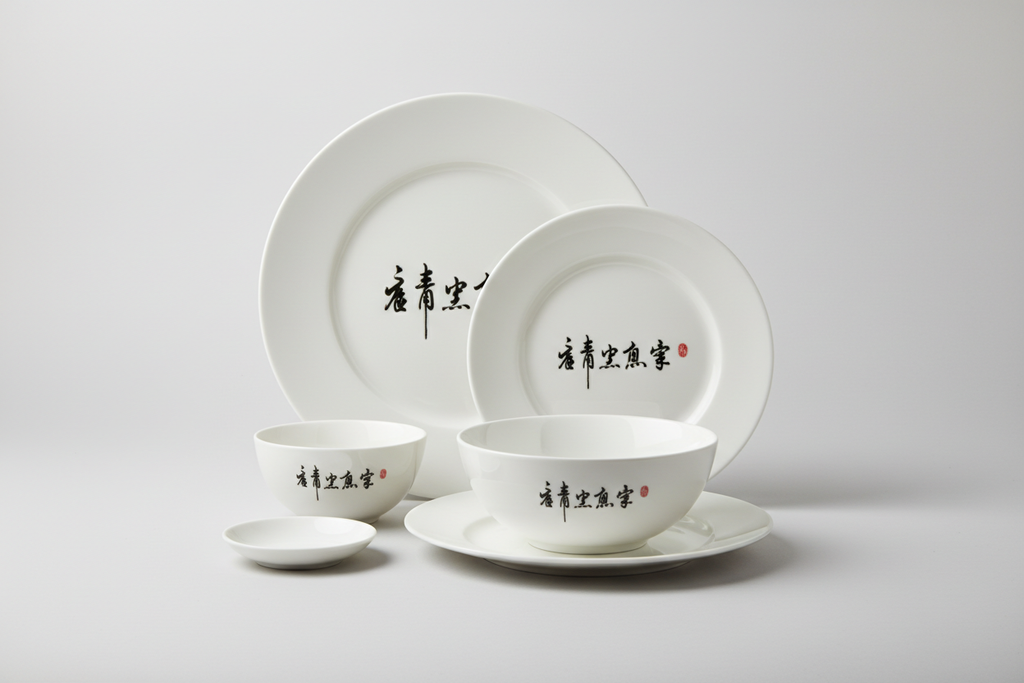 Minimalist Chinese Calligraphy Dinnerware