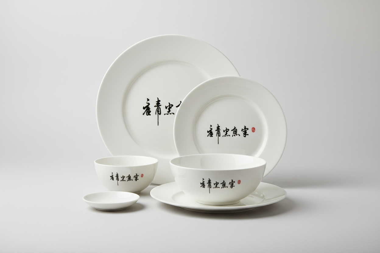 Minimalist Chinese Calligraphy Dinnerware